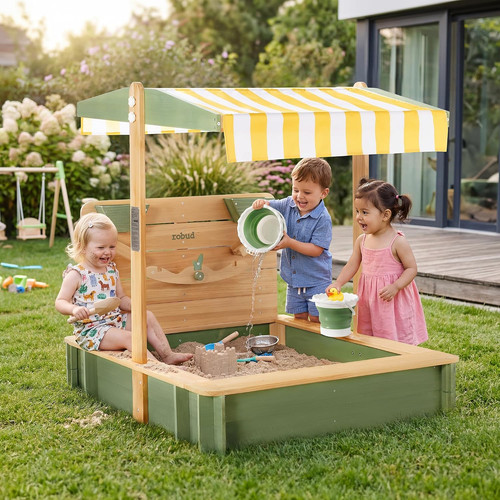 Kids wooden outdoor sandbox - wooden,