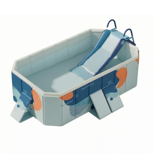 Pool with slide foldable - with,