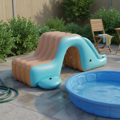 Inflatable pool with - with, slide