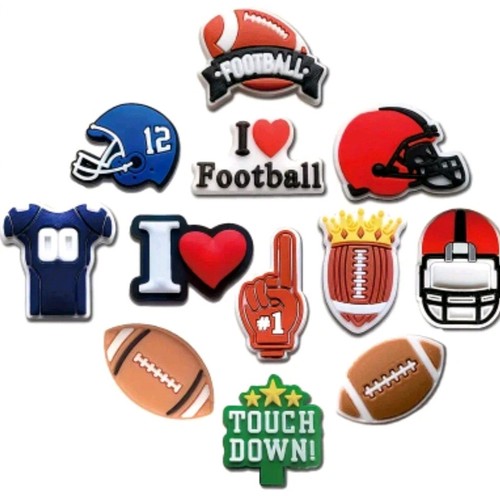 Football themed shoe charms - football,